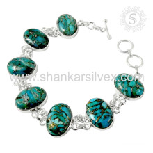 Resplendent copper turquoise gemstone bracelet 925 sterling silver bracelet indian silver jewelry